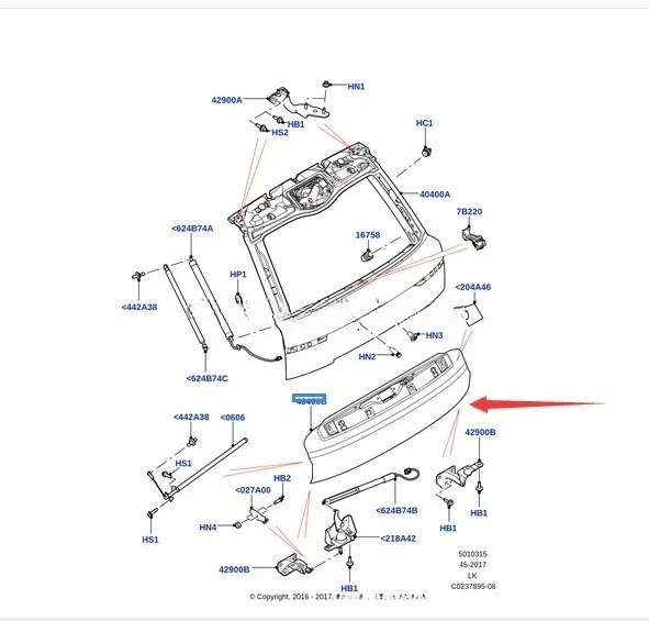 For Range rover vogue 2013-2022 LR049220 LR037839 rear wall bottom flap lower tail gate